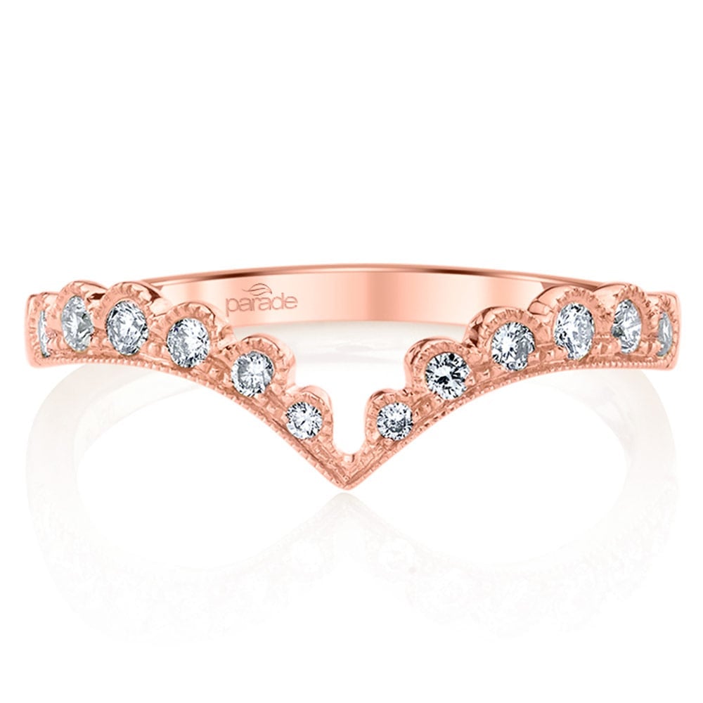 Wishbone Wedding Band In Rose Gold With Diamonds By Parade | 02