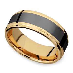 Gold Elysium Ring With Step Edge - Poseidon