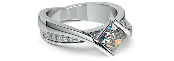 Princess Cut Bezel Set Engagement Ring