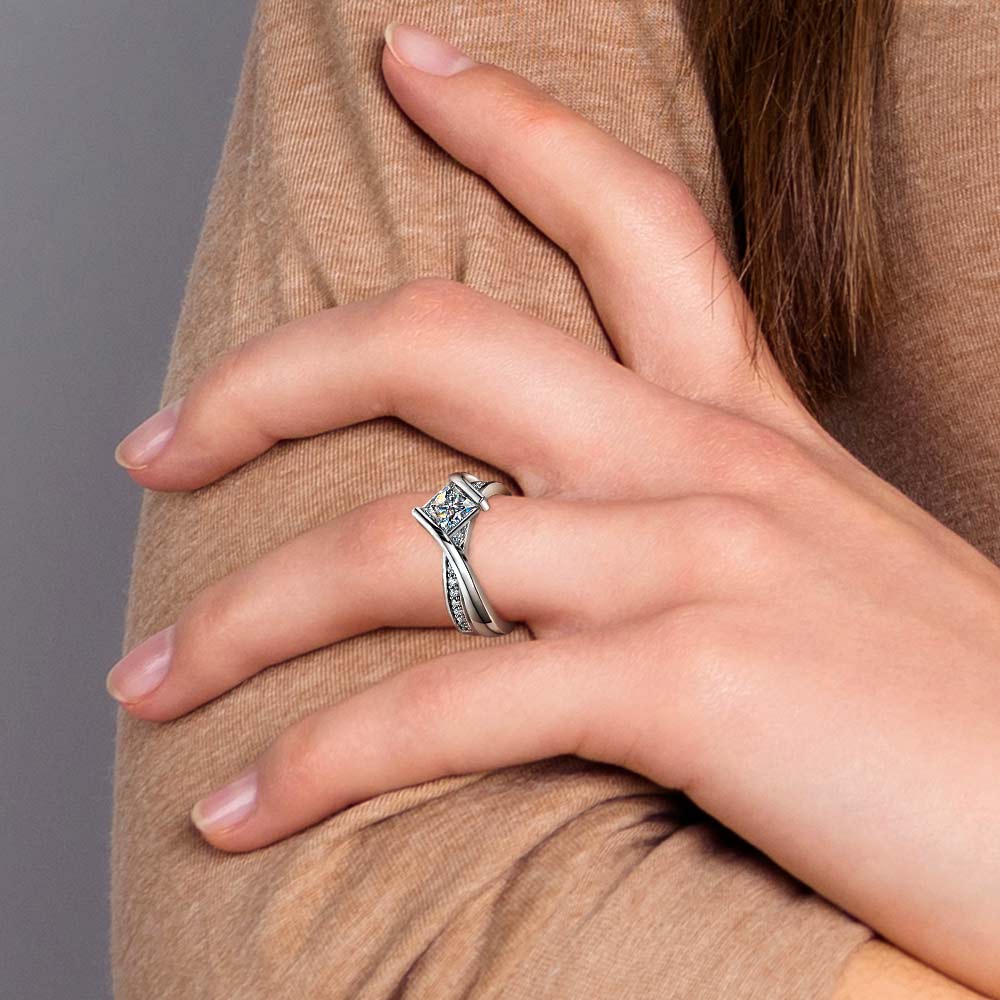 Princess Cut Bezel Set Engagement Ring (0.75 carat) | Thumbnail 06
