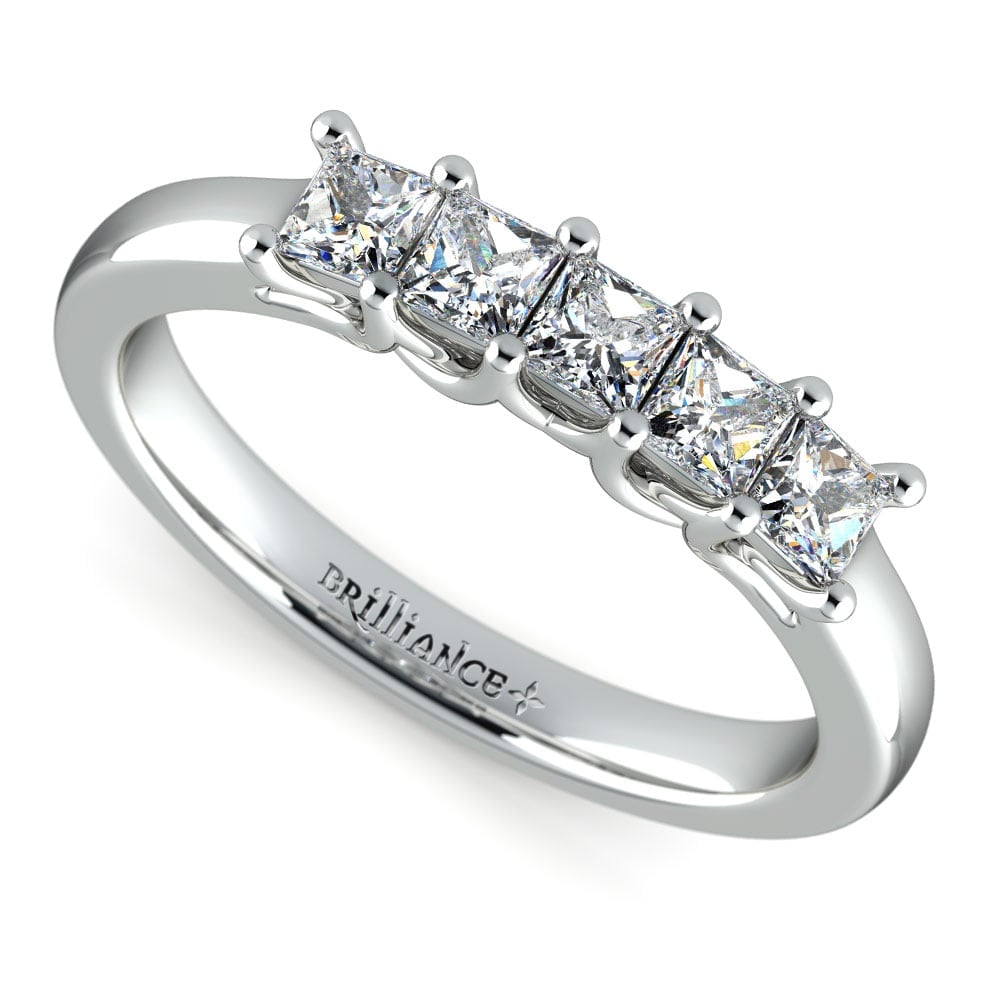 Princess Trellis Diamond Wedding Ring in White Gold (3/4 ctw) | Zoom