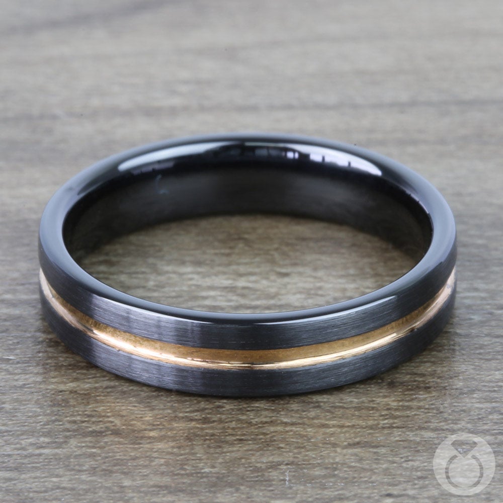 Black And Rose Gold Wedding Ring In Ceramic (4mm) | 06