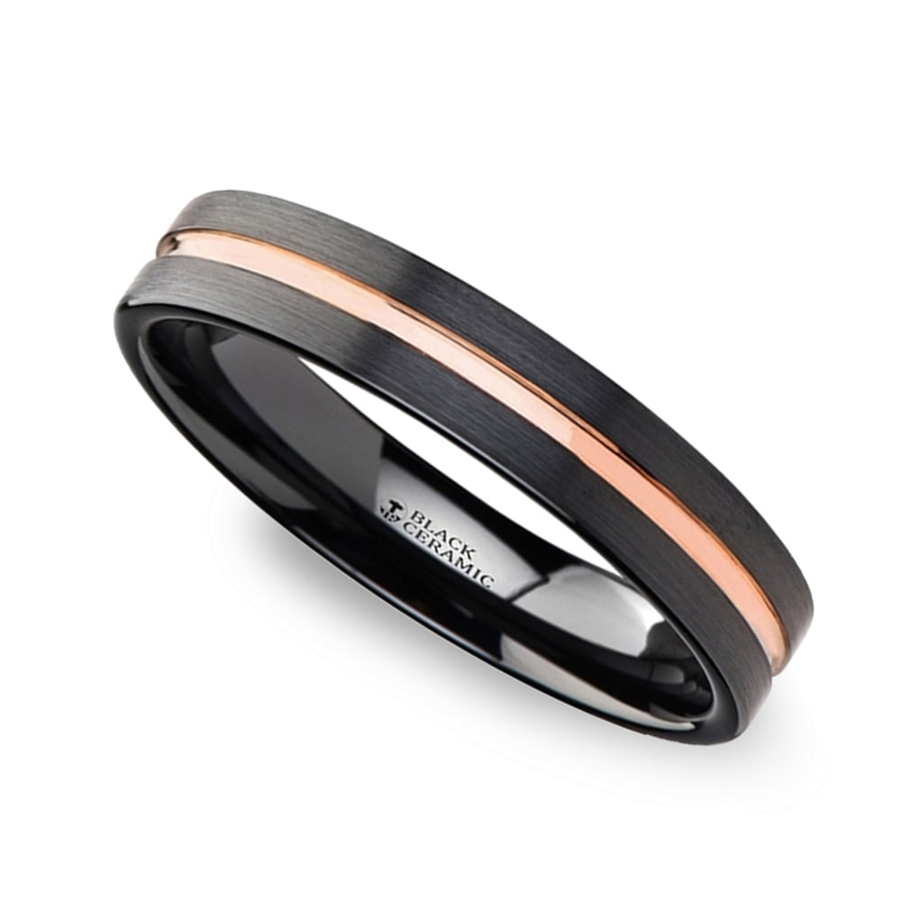 Black And Rose Gold Wedding Ring In Ceramic (4mm) | 01