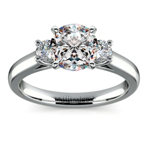 White Gold 3 Stone Round Diamond Engagement Ring 
