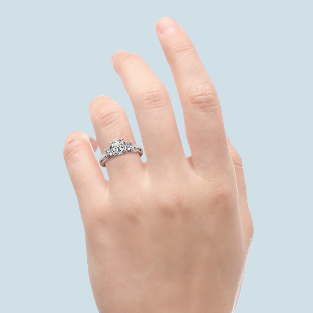 White Gold 3 Stone Round Diamond Engagement Ring  | 06