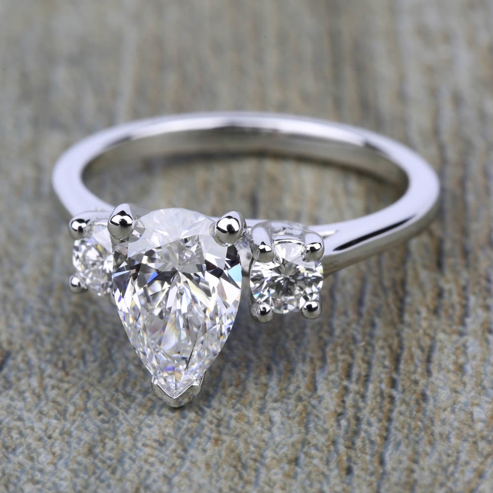 White Gold 3 Stone Round Diamond Engagement Ring  | 05
