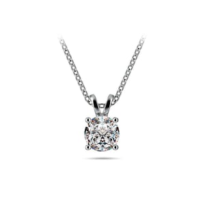 Round Diamond Solitaire Necklace In White Gold (3/4 Ctw)