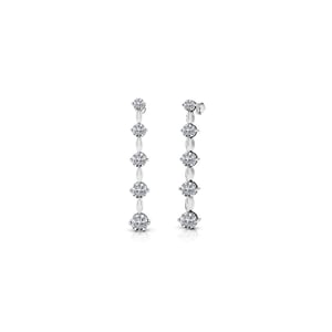 Elegant Round Diamond Drop Earrings In 14K White Gold (1/2 Ctw)