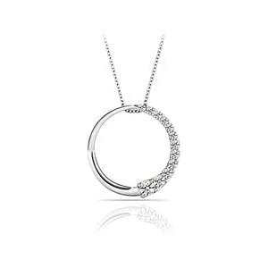 Diamond Circle Pendant Necklace In White Gold (1/2 Ctw)