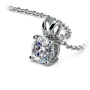 Round Diamond Solitaire Pendant Setting Necklace In Platinum