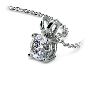 Round Diamond Solitaire Pendant Setting Necklace In White Gold