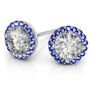 Halo Sapphire Earring Settings in White Gold