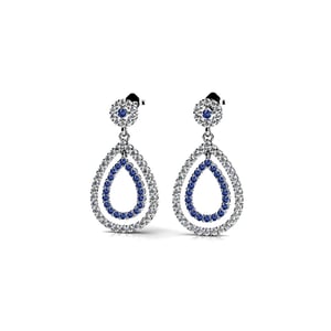 Sapphire And Diamond Earrings In White Gold (Teardrop Design)