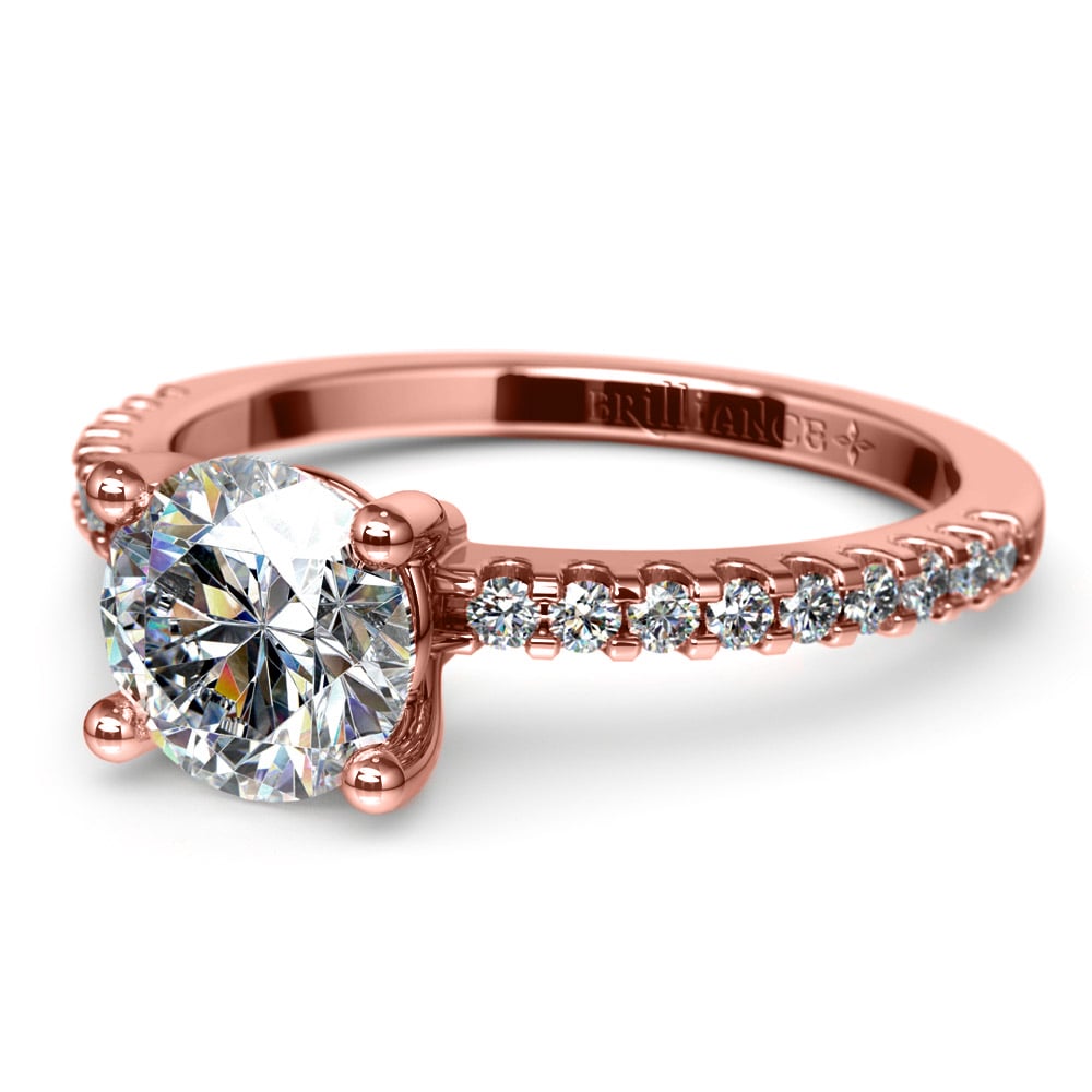 Scallop Diamond Engagement Ring in Rose Gold (1/5 ctw) | 04