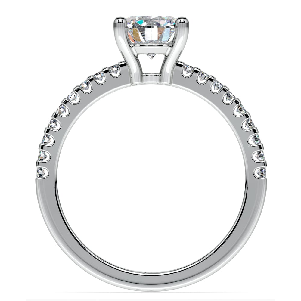 Round Cut Pave Engagement Ring In White Gold (1 Ctw) | 04