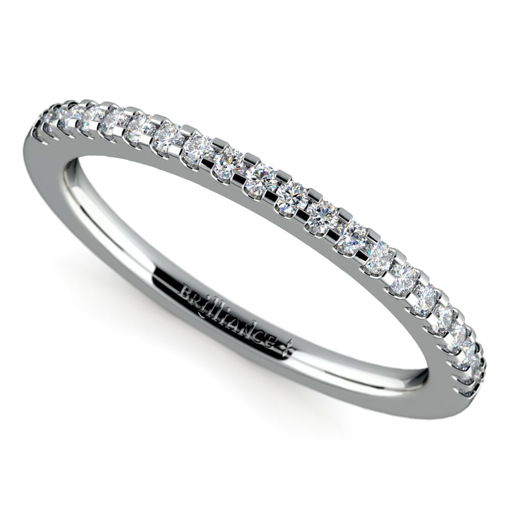 Scallop Diamond Wedding Ring in White Gold (1/4 ctw) | Zoom
