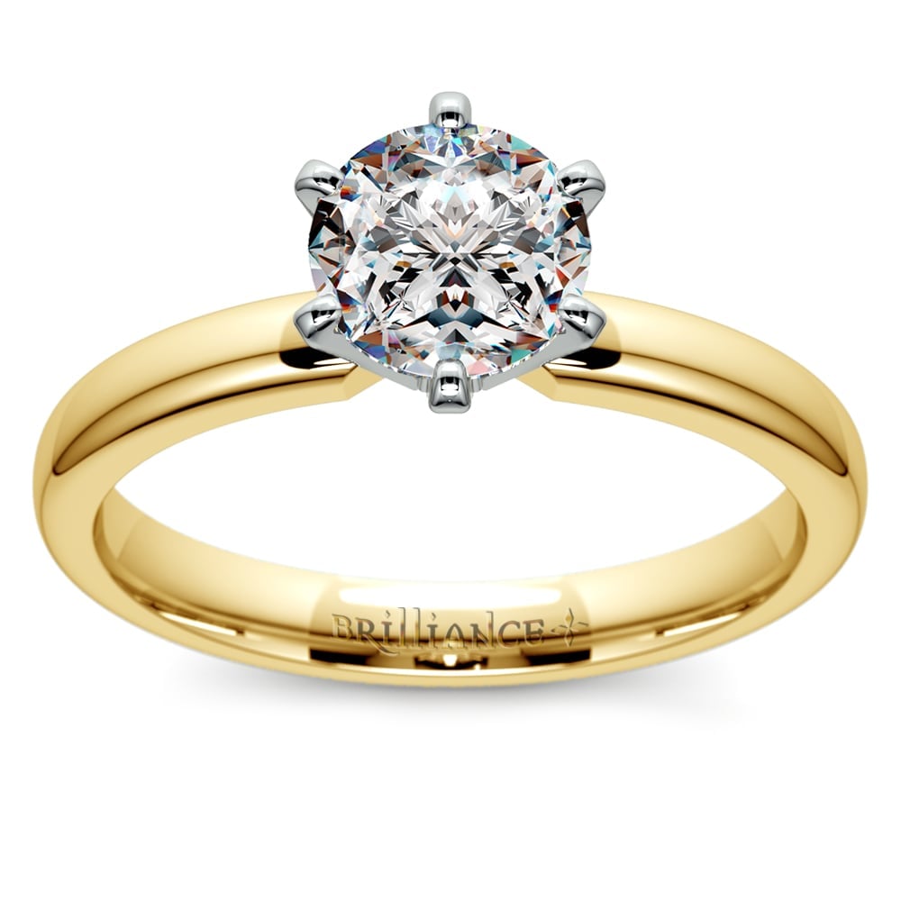 Six-Prong Solitaire Engagement Ring in Yellow Gold | 01