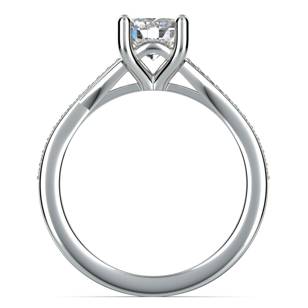 Split Shank Micropave Diamond Engagement Ring in White Gold | Thumbnail 02