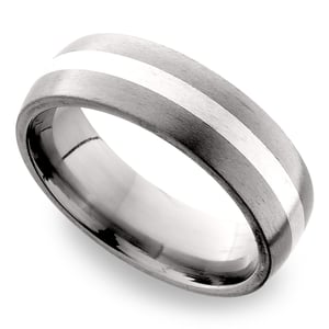 Sterling Silver Inlay Men's Wedding Ring in Titanium (7mm)