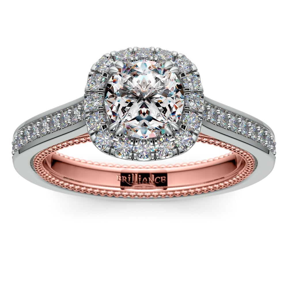 Antique Inspired Rose And White Gold Diamond Engagement Ring | 01