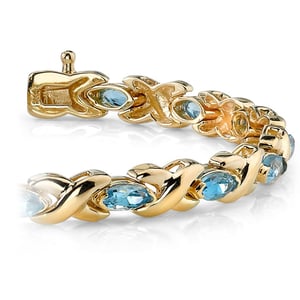 Swiss Blue Gemstone Bracelet In Yellow Gold (5 Ctw)