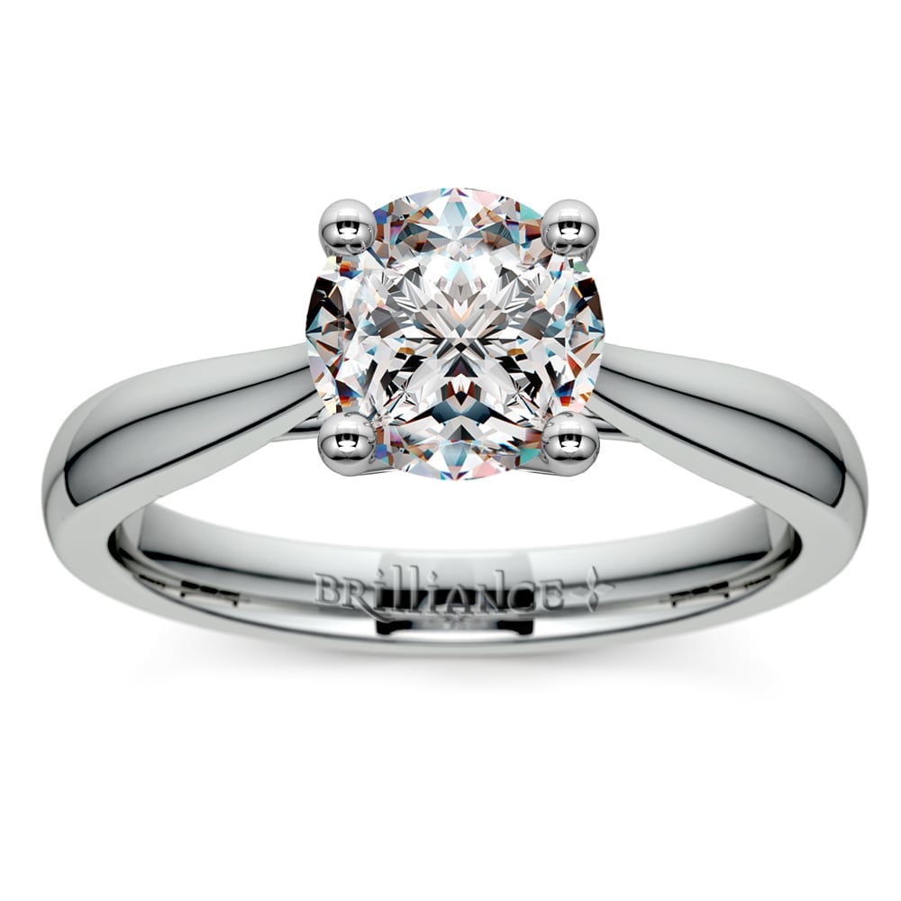 Taper Solitaire Engagement Ring in White Gold | 01