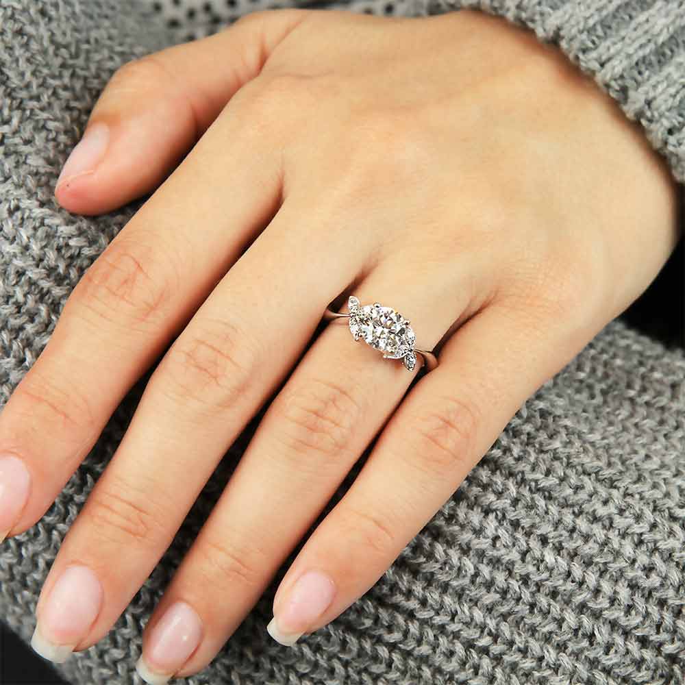 Bypass Engagement Ring With Leaf Side Stones By Parade | 04
