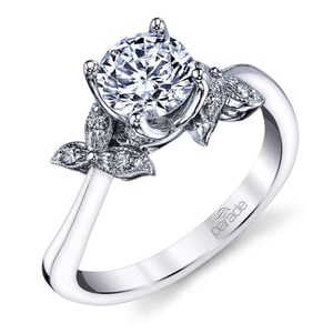 Bypass Engagement Ring With Leaf Side Stones By Parade