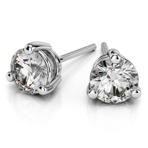 Three Prong Earring Settings In Platinum (Round Diamonds)