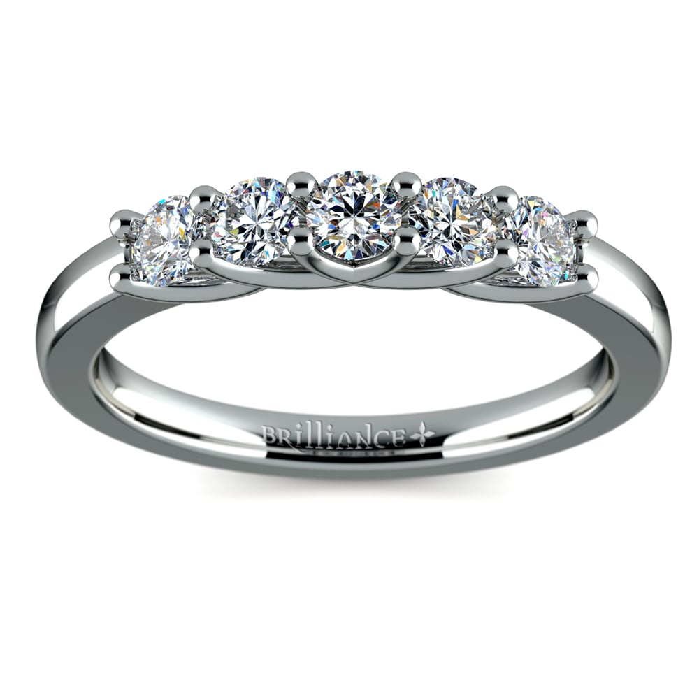 Trellis Five Diamond Wedding Ring in White Gold | 02