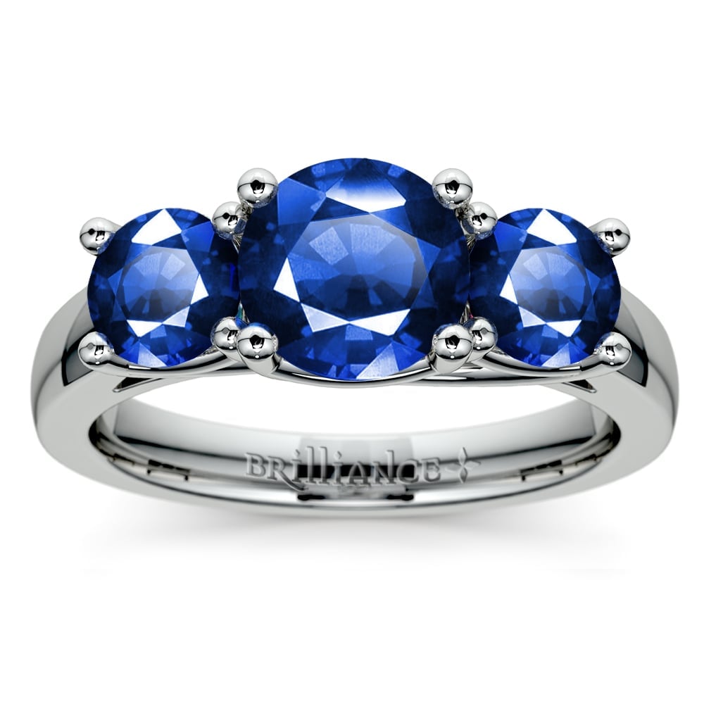 Three Sapphire Ring In Platinum | 02