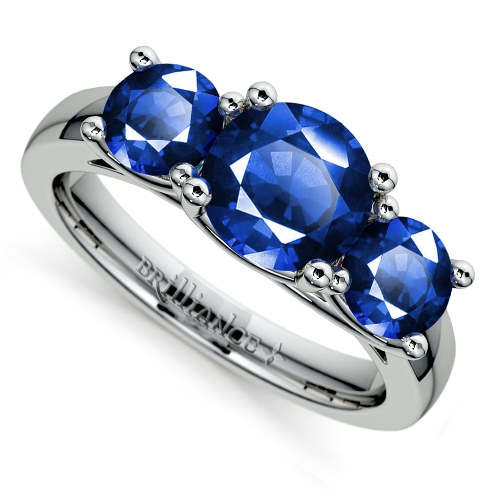 Three Sapphire Ring In White Gold | 01