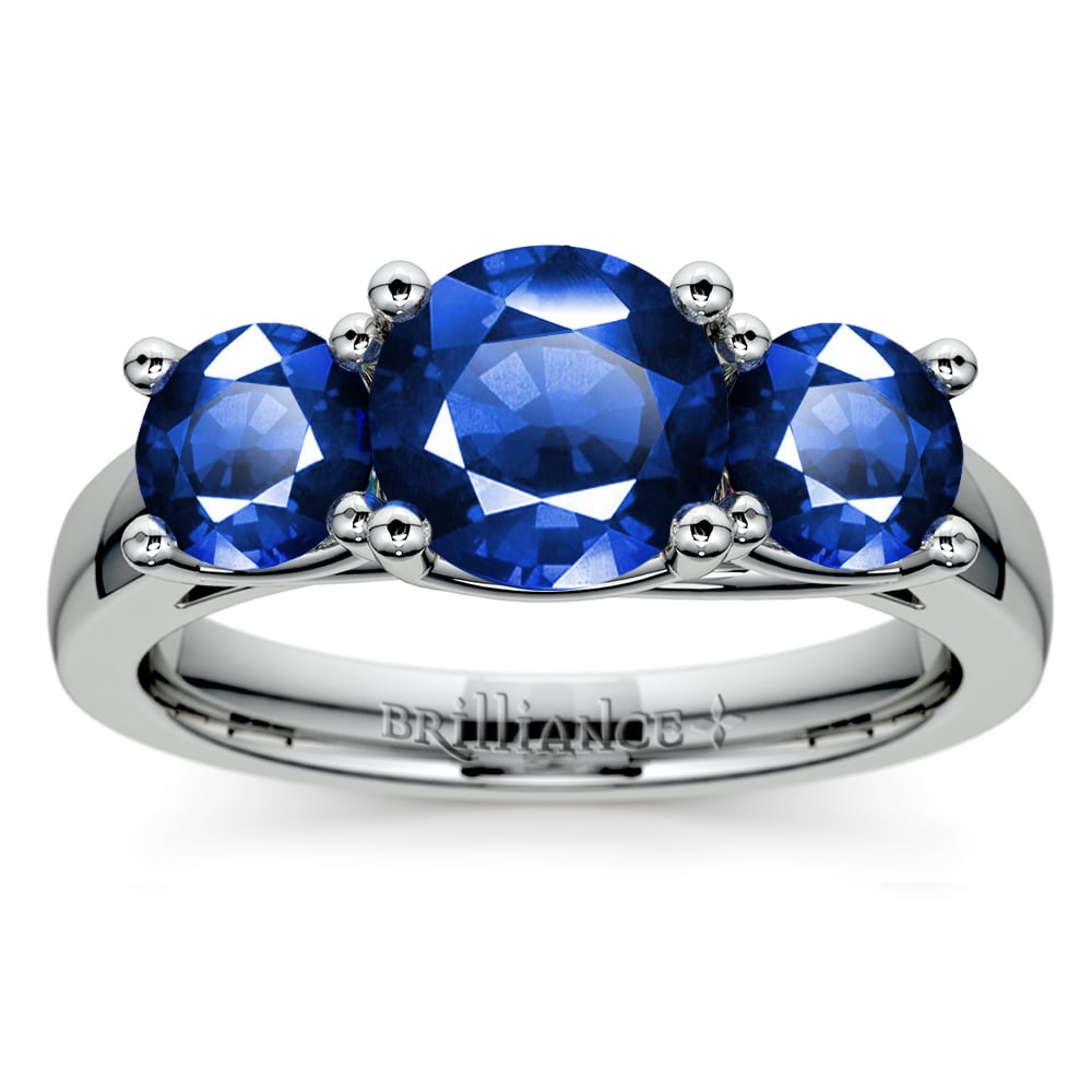 Three Sapphire Ring In White Gold | 02