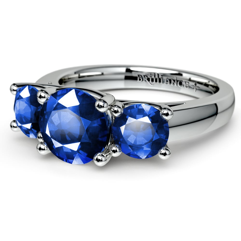Three Sapphire Ring In White Gold | 05