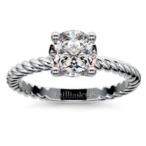 Twisted Rope Solitaire Engagement Ring in White Gold