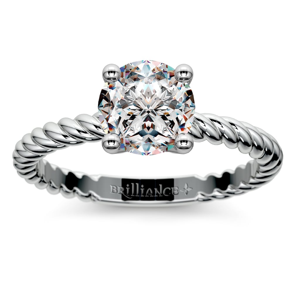 Twisted Rope Solitaire Engagement Ring in White Gold | 01