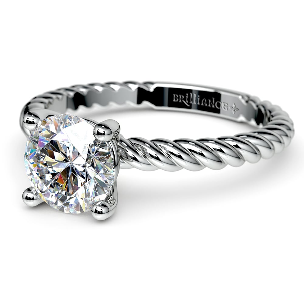 Twisted Rope Solitaire Engagement Ring in White Gold | 04