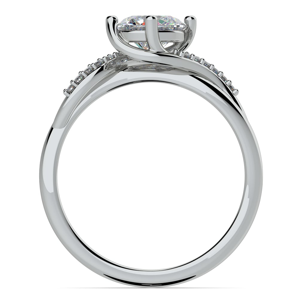 Twisted Diamond Ring Setting In White Gold (Vintage Style) | 02