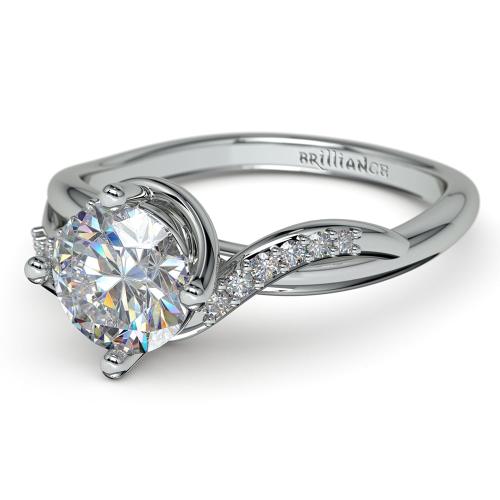 Twisted Diamond Ring Setting In White Gold (Vintage Style) | 04