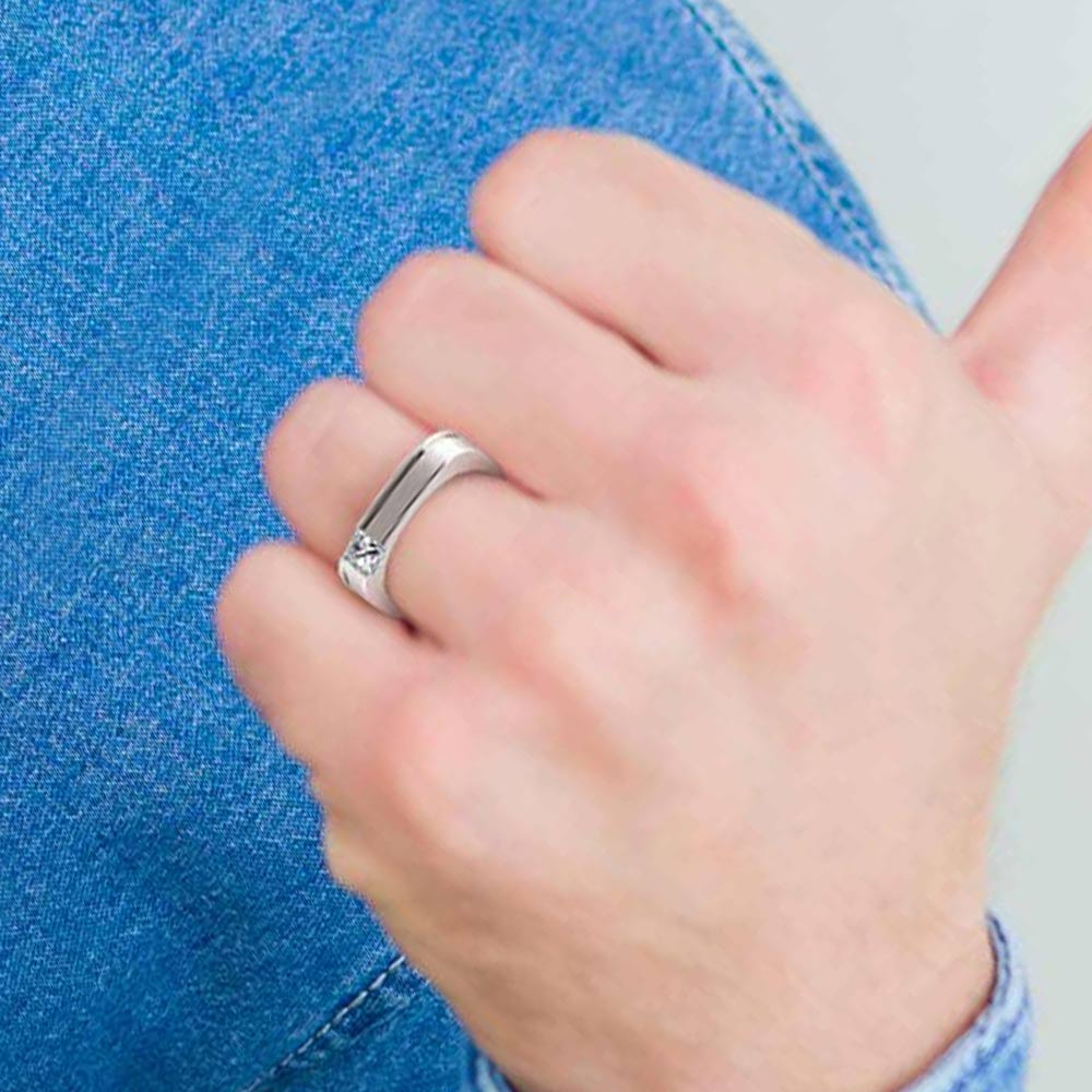 Square Diamond Engagement Ring For Men (1/2 Ctw) - Achilles | 06