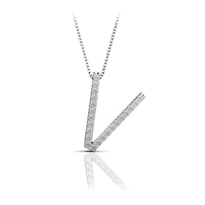 Diamond Initial Necklace - V