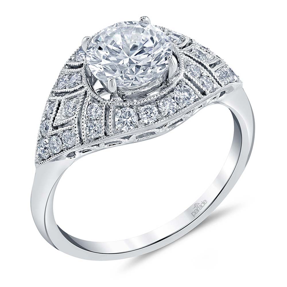 Art Deco Inspired Engagement Ring In White Gold | 01