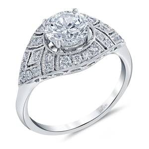 Art Deco Inspired Engagement Ring In White Gold