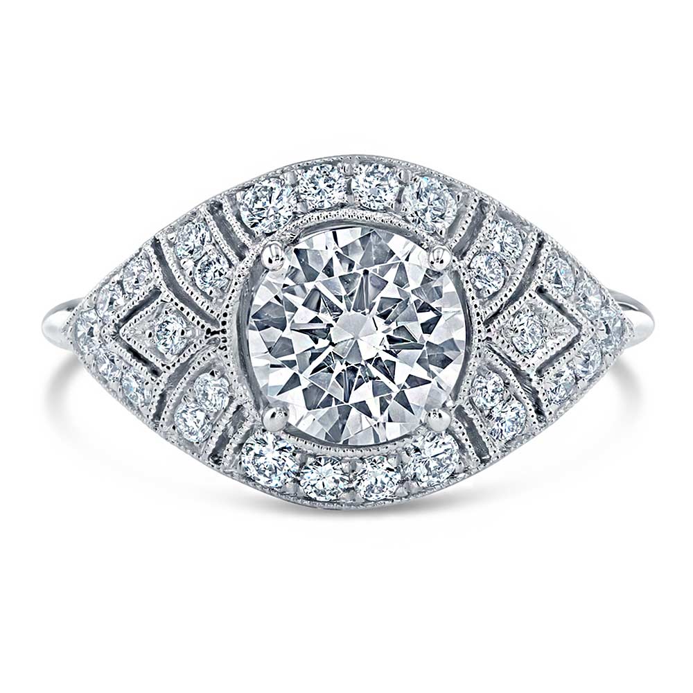 Art Deco Inspired Engagement Ring In White Gold | 02