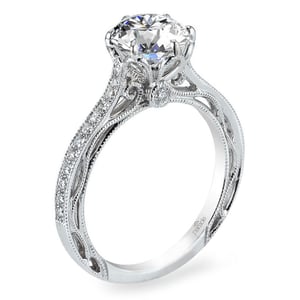 Vintage White Gold Cathedral Diamond Engagement Ring