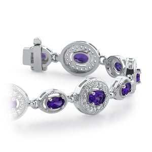 Vintage Amethyst And Diamond Bracelet In White Gold (6 Ctw)