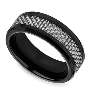 Mens Cobalt Ring With White Carbon Fiber