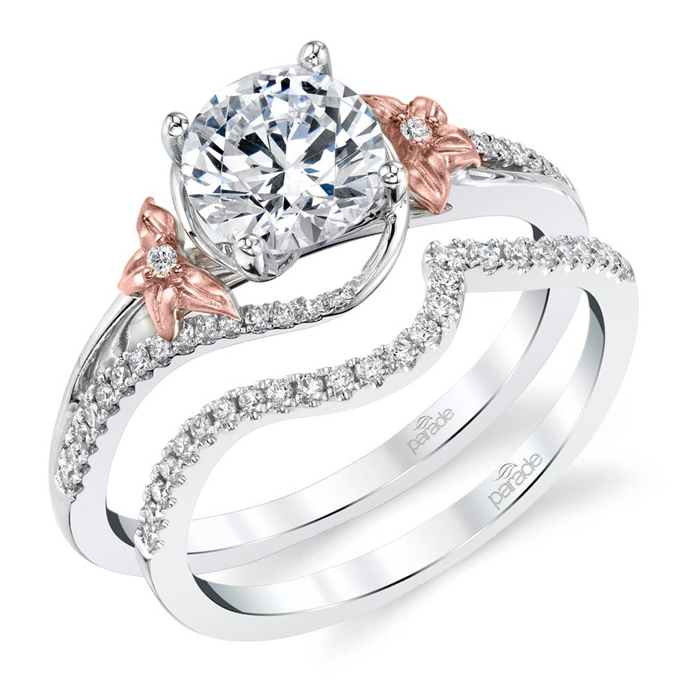Wrap Floral Diamond Engagement Ring in White And Rose Gold | 02