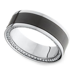 Elysium And Platinum Wedding Band With Beveled Diamonds