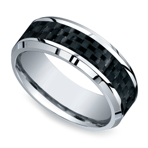 Cobalt Ring With Carbon Fiber Inlay